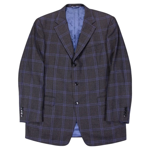 Samuelsohn Other - Samuelsohn Mens 44L Gray Blue Windowpane Cashmere Wool Blend Blazer Sport Coat
